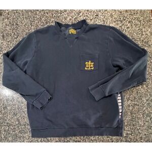 Dark Seas Mens Navy Blue Anchor Logo Pocket Sweatshirt Size Medium Nautical